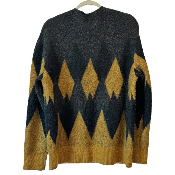 ALL SAINTS Sigurd Diamond-Pattern Wool-Blend Cardigan in “Mocha Brown” - Picture 9 of 13